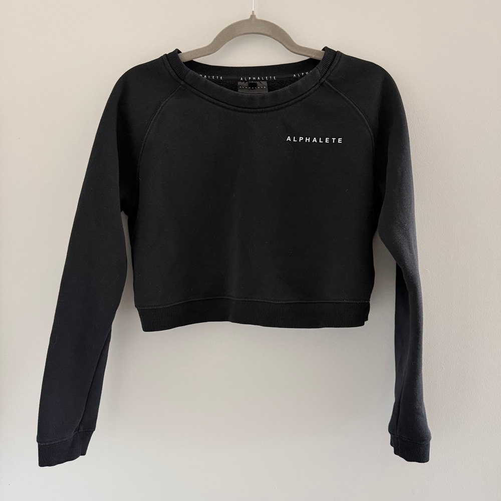 Alphalete Womens Proud But Never Satisfied Cropped Sweatshirt Black Small‎ S